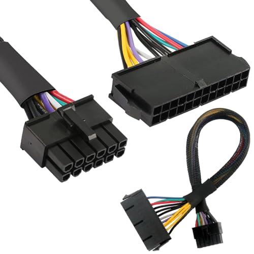 24 Pin tot 12 Pin ATX PSU Hoofdstroomadapterkabel, 24P tot 12P ATX PSU hoofdstroomadapter gevlochten geschoren kabel, ondersteunt 1150 en 1151 moederborden (0.3m)