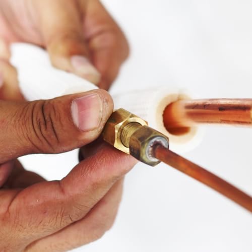 1/2 SAE Messing Flare Nut, 5 Pack 45 Degree koper Flared Tube Fitting Messing Pipe Fitting Cap met tape voor Airconditioning Water Gas Line, glanzend 5