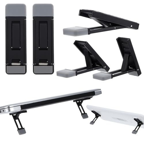 2 verpakkingen Mini Laptop Stand Keyboard Stand, 3 niveaus Hoogte verstelbaar Vouwbare kleine laptop Stand met antislip Siliconen Base voor alle laptops en toetsenborden (zwart)