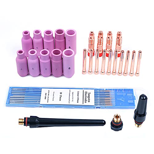 37 st. Tig Kit Gas Lens voor Wp-17 Wp-18 Wp-26 Wl20 Toebehoren Delen van gelooid wolfraam