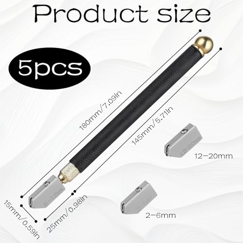 Glassnijder 2mm-20mm, Metalen Legering Glassnijder Diamant, Carbide Tip Glassnijder, Potlood Style Oil Supply Carbide Tip, Glassnijder, voor Dikke Glas, Spiegel en Mozaïek