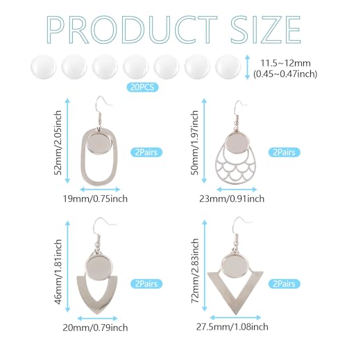 16 st Roestvrij stalen oorbel Omlijsting Trays Geometrie Draad haken Ovale Tear oorbellen met Cabochon Base met 20 st Glazen Cabochons voor oorbellen Ambachtelijke sieraden maken DIY Accessoire voor vrouwen 5