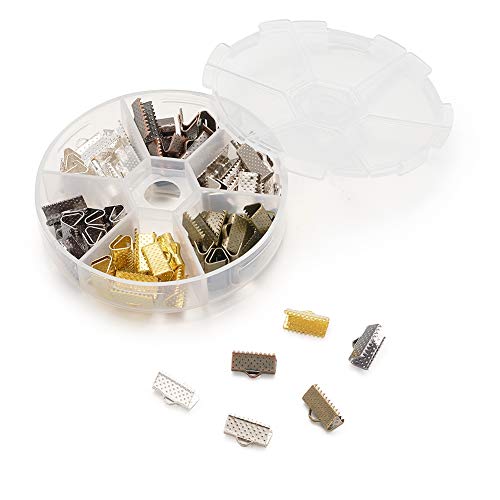 90st IJzeren Lint Eindklemmen 7x13mm 6 Kleuren Lint Crimps Cord End Sluitingen voor DIY sieraden maken 3