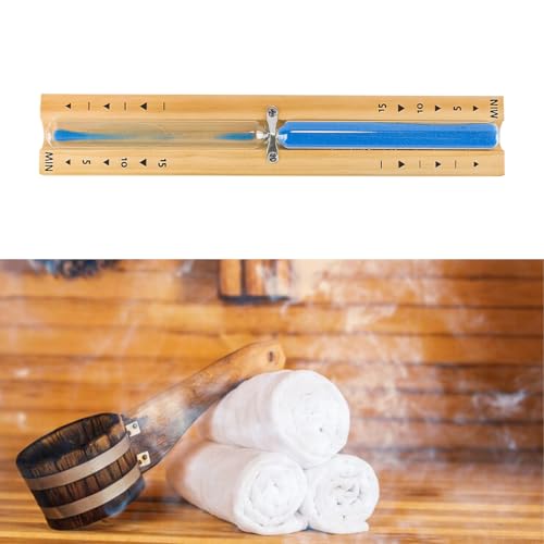 Zee 15 Minuten Houten Sauna Hourglass Timer Wall Mounted Rotating Heat Resistant Hourglass for Relaxing SessNLs Blue 5