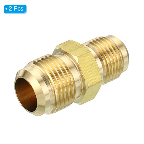 3/8" Man x 1/2" Man Messing Flare Union Connector, 2Scs Gas Adapter Messing Buis Koppelende Pijp Past voor slangen passen 3