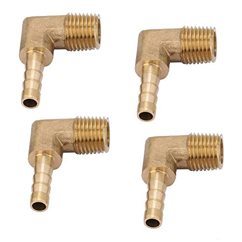 4 st. Tuyau de Coude Barb Raccord Tuyau de Barb Tuyau de Coude de Filetage Mâle en Laiton G1/4" (G1/4" 6mm)