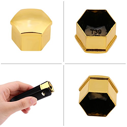 20Stuks Universal Wheel Tire Hub Covers Lug Nut Bolt Cap Covers Nut Protector Cap Gold 17mm