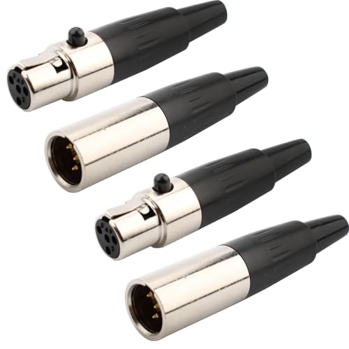 4 Pack Solder Connectors XLR 4 Pin Mini 4 Pin XLR Connectors, XLR Man / Vrouwelijke Connector, Microfoon Kabel Plug, Microfoon Audio Jack, Stereo XLR Connectors