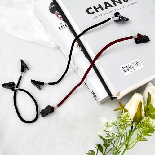 2 stuks Hat Windy Clips, 30cm Cap Holder Clip Clothes Keeper, Fishing Hat Wind Lanyard Cord, Hat Strap Clips voor boot varen Klimmen Hunting Wandelen Zeilen Golfen, Zwart en Rood 4