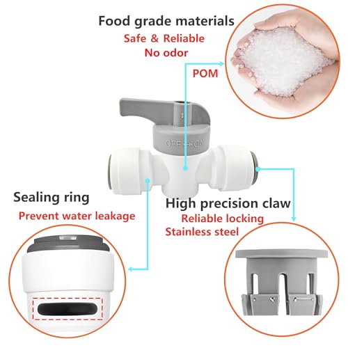 3/8" Quick Connect Ball Valve, RO Water Filter Fitting, Water Supply Pipe, Inline Sluit Bal Valve voor Koelkast Slang 3