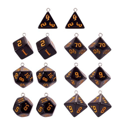 Hars Charms zwart onregelmatig Dice Kralen Polyhedral Dice hangers Set Dnd Dice Ketting Multi-sided Dice Charms voor sieraden maken DIY armband oorbellen, Hars, geen edelsteen