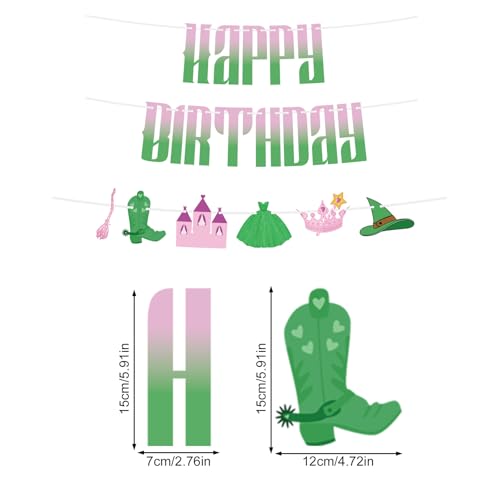 Witch Party Decoratie Banner, Roze en Groen Thema Gelukkige verjaardag Banner Voorgemonteerde magische hoed en kroon hangende achtergrond voor verjaardag partij leveringen