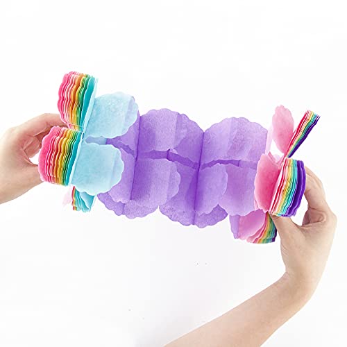 6 Stuks Pastel Vier Klaver Macaron Papier Bloemen Weefsel Garland Herbruikbare Party Streamers Hangen Ornament voor Verjaardag Bruiloft Baby Douche Home Verpleegkundig Decor 3