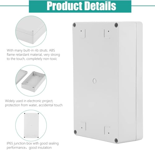 IP65 Waterdichte knopdoos, 15 maten om te kiezen uit ABS voor doe-het-zelf projecten, Elektrische distributiedoos, Oppervlakte-geplaatst 200 x 120 x 55 mm 4