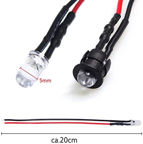 65st blauw DC 12V voorbedraad licht, 5mm LEDs met 20cm kabel, voorbedrade LED diodes licht, 12V LED blauw + 65st 5mm kunststof LED montagering