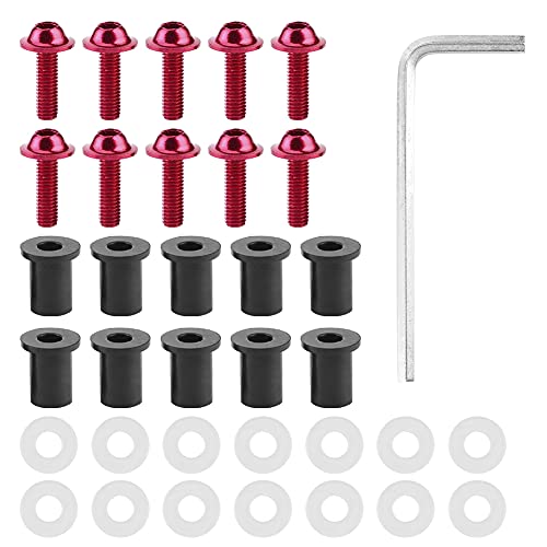 Bolt Nuts Motorsport Body Onderdelen, 10 st. Motorfiets Windscherm Bolts Nuts Universal Motorcycle Fairing Assembly Kit Black (Rode)