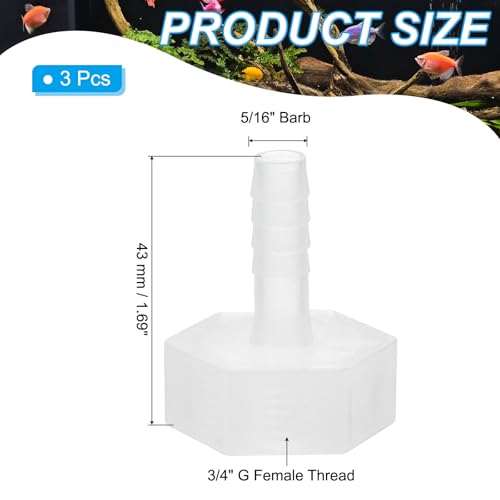 Set van 3 kunststof slangen Barbs, 5/16 inch Barb x 3/4 inch G Vrouwelijke draadadapter Connector Pijp Pasvorm voor water vloeibaar luchtgas brandstof
