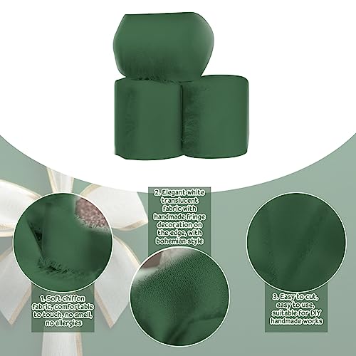 3 rollen chiffon zijde lint, 1.5"*7.65Yard handgemaakte chiffon lint rand chiffon zijde lint crème lint voor bruiloft uitnodigingen, bruids boeketten, decoraties, geschenken verpakking, boog 3