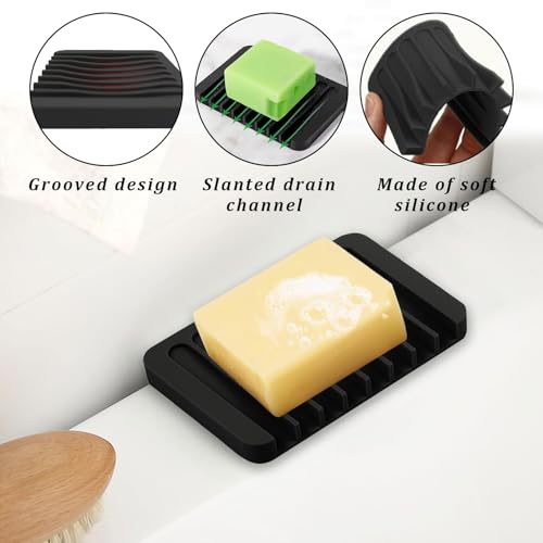 Zeepbakje met afvoer, 2 stuks Siliconen Zeepbakje, Zelf Legende Zeephouder, Zeephouder, Zeepbakje, Basin, voor Badkamer, Keuken, Aanrecht 3