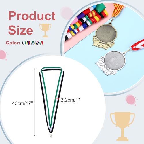 Award Neck Libbons met Click Clips, 100st Polyester Medal Lanyards Blanco Award Ribbon voor Competition Performance Party, 5 kleuren