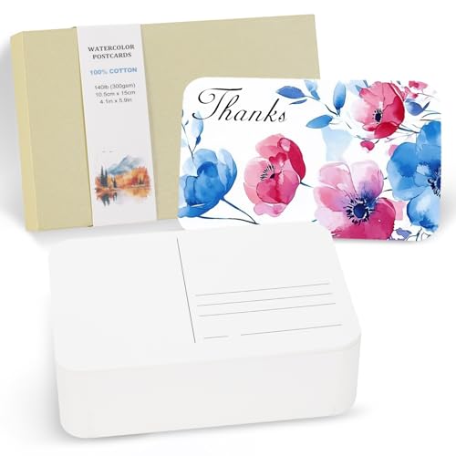 100 vellen Aquarel ansichtkaarten, 100% Katoen 100 x 15cm Blank afgeronde hoeken Aquarelpapier Postkaarten Koud geperst voor het versturen van kunst Schilderen Tekenen, 150 lbs/300g/m2 (Beige Box)