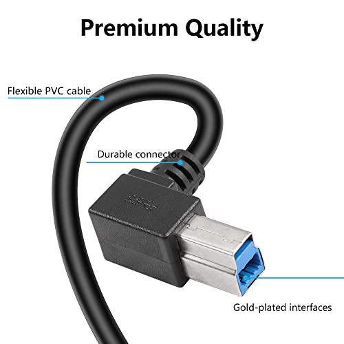 USB 3.0 Printerkabel, 90 graden, USB 3.0 Type Een Plug naar Type B Plug, Hoge snelheid printerkabel voor harde schijf, printer, scanner, USB-hub, monitor en meer (rechts) 5