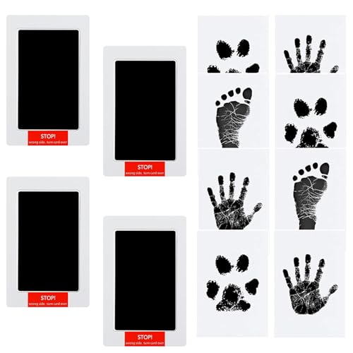 4 stuks Baby voetafdruk Set, Honden Paw Print Set, Cat Paw Print Set, Geen inkt Contact, Clean Paw Print Set, Hond en Kat Contact zonder kleur, Geschikt als cadeau voor huisdier eigenaren