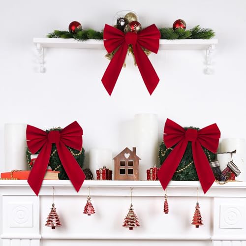 6 stuks fluwelen Kerst Bows 27 x 35 cm Grote Rode Deur Bows Kerstboom Decoraties Kerstkransen Bogen voor Gift Wrapping Party Decoratie 5