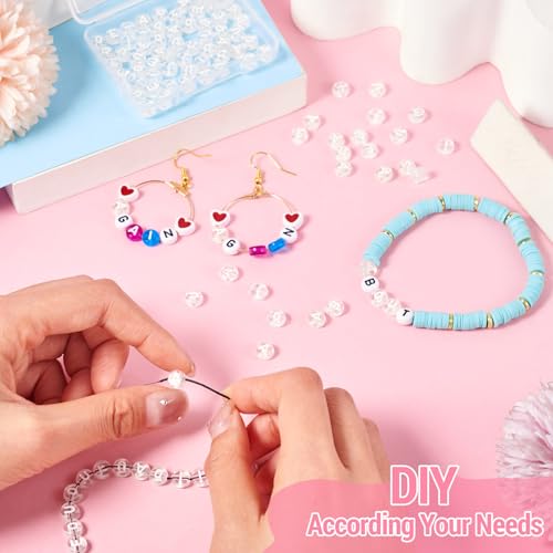 100 st. Clear Clinker Brieven A-E-I-O-U Acryl Letter Spacer Kralen 7mm Flat Ronde Transparante Alfabet Kralen Bulk voor Ambachten Levering DIY armband sieraden maken 3