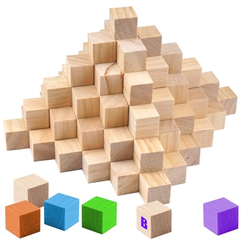 140 stuks Houten kubusjes voor handwerk, houten kubusjes 20 x 20 x 20 mm, ongeschilderde houten kubusjes Blanco, houten kubusdecoratie voor ambachten, schilderen, puzzels en DIY-projecten