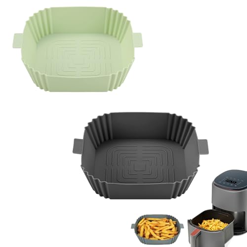 2 stuks Air Fryer Siliconen Jaren, Air Fryer Accessoires, Siliconen Hot Air Fryer, Herbruikbaar, voor Magnetron, Oven, Inductie Cooker, Koelkast (Square, Verdikking)