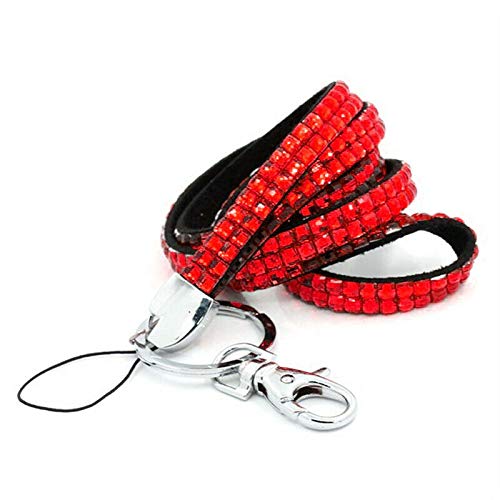 Lanyard Strap, Bling Diamante Rhinestone (Breakaway) Lanyards, voor ID-kaart en sleutelbadge houder, telefoon, USB-houder, geheugen stick houder, 8 kleuren 30 inch rood