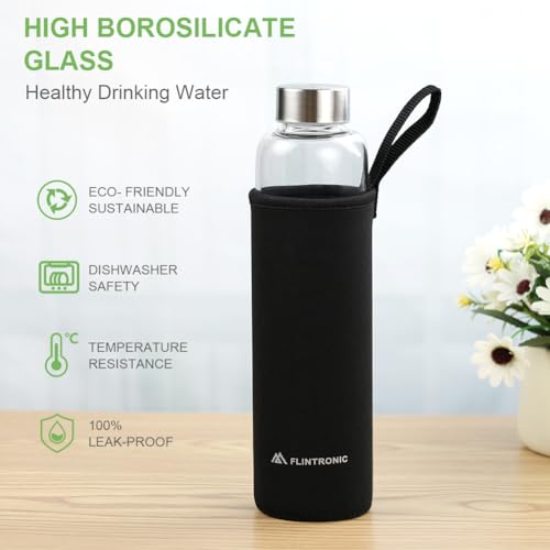 Glass Waterfles, 550ml Borosilicaat, BPA-vrij, Leak-Proof, Modern, Herbruikbaar, Cilindrisch, Non-slip, Wandelen, Reizen, Sport, Huis, Kantoor, School, Heet, Koude Dranken 3