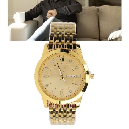 Mannen horloge high-end Vrije tijd horloge duurzame Quartz horloge elegante lichtgevende horloge geschikt voor heren werk, zakelijke slijtage (Goud)