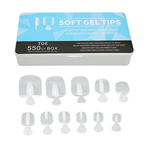 550Stuks Valse Teenail Tips Volledige cover Duidelijke kunstmatige Ultrathin Multi Size ademende teen Nail Tips met opslag doos