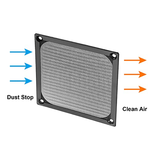 120 mm ventilatorfilter, schroefrooster, 4 stuks, aluminium frame, roestvrij staal, stofdichte hoes voor computercase, zwart 5