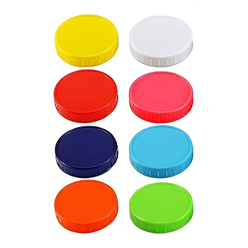 Sea 8 Pack brede mond Mason Jar Lids voor bal, Kerr en meer, Food Grade gekleurde plastic opslagcaps voor Mason en Canning Jars, Leak-proof en Krasbestendig oppervlak