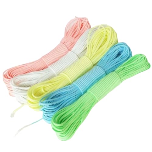 Overlevingsparacord Cord parachute touw 9 Cords 7.62m/25ft 550lbs Glowing Glow in the Dark Tear-Proof, White 5