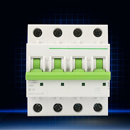 AC 380V/415V Miniature Circuit Breaker 6A/10A/16A/20A/25A 4P Overloadbescherming Luchtschakelaar voor Home Lighting Distribution Lines Solar PV System (16A)