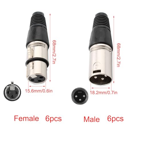 Verpakking van 12 Solder Connectors XLR 3 Pole Mini 3 Pin XLR Plug XLR Man / Vrouwelijke XLR Plug Microfoon Kabelplug Microfoon Audio Jack XLR Stereo Jack