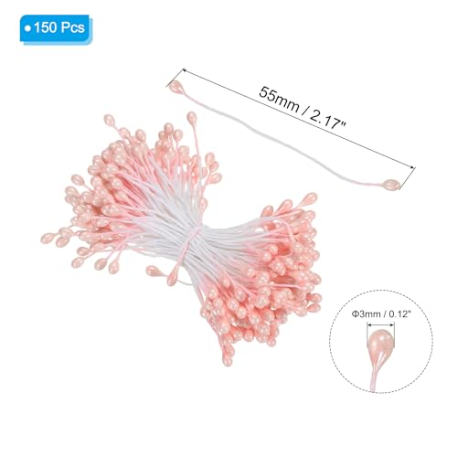 3mm Dubbele hoofden Bloemen Stamen, 150S Kunstbloemen Stamen Pistil Matte Parel Bloemen Stamen voor DIY kerstkaart bruiloft decoratie, oranje roze