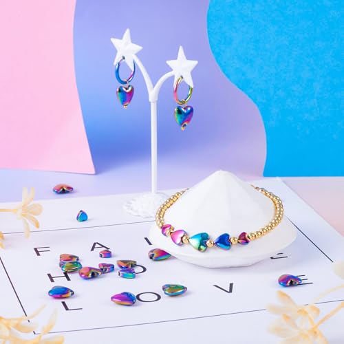 100 st. Niet-magnetisch Hematietkralen 6/8/10/12mm Hart edelsteen kralen Regenboog kleur gladde steen los kralen Bulk voor armband ketting sieraden maken