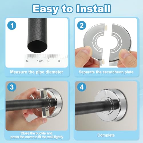 Wall Split Flange 0.8/1/1.3 Inch, 0.8" Thicken Cuttable ABS Ronde Rosette Plaat Cover Gesp voor Hookah Faucet Decoratie, Zilver 4