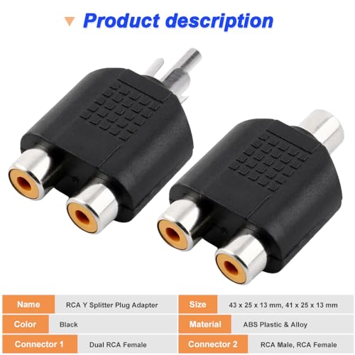 1 stekker naar 2 stopcontacten, Y video splitter, 1 stekker naar 2 stopcontacten, Y splitter, 1 bus naar 2 aansluitingen, Y splitter, 1 bus naar 2 aansluitingen, 10 stuks 3