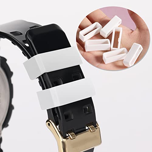 6 st Watchband houder lus 20mm, Siliconen horlogeband houder vervanging horloge bevestigingsringen voor Smartwatch Band polsband (Wit), 20 mm, Siliconen 3