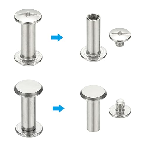 24 Sets Chicago Schroeven, 5x15mm(DxH) Chicago Schroeft Phillips Bindende Post Schroef Bolts Lederen Rivets 304 Roestvrij staal voor lederen riem Scrapbook Fotoalbums, Zilver 3