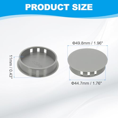 Plastic Hole Plugs, 34st 1 3/4" (45mm) Plastic Plugs Schroefgat Plug Snap Flush Panel Knockout Locking Plugs Meubilair Invoegen Einddop voor Ronde Gaten Keukenkast, Grey