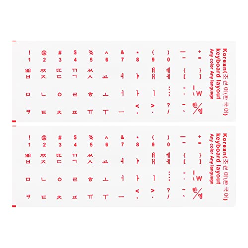 2 stuks Korean Keyboard Stickers PC Keyboard Stickers Heldere achtergrond met rode letters voor Computer Laptop Notebook Bureau