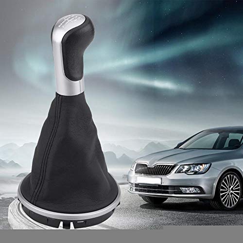 Shift shift knop met 5 speed PU lederen kunststof shift knop automatische hendel knop.- Versnellingshendel