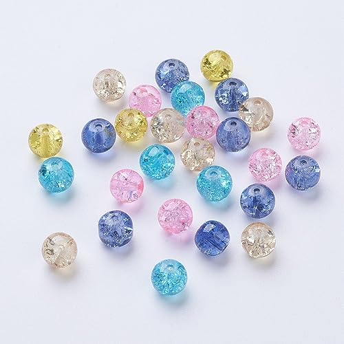 100 st. 8mm Crackle Glas Crystal kralen voor sieraden maken Craft Kralen Spacers Crystals Random Mix Kleur voor armbanden Oorbellen Kettingen